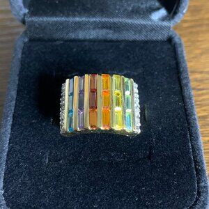 Vintage Gold Rainbow Gemstone Ring 6